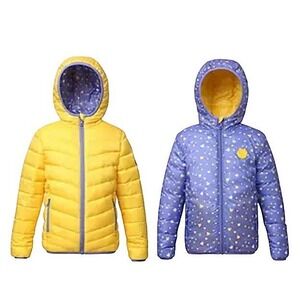 Rokka&Rolla Girl Reversible Lightweight Puffer Jacket Yellow Purple XL 14-16 EUC